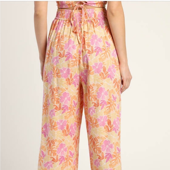 Island Imaginings Peach Floral Print Wide-Leg Pants - Picture 4 of 7